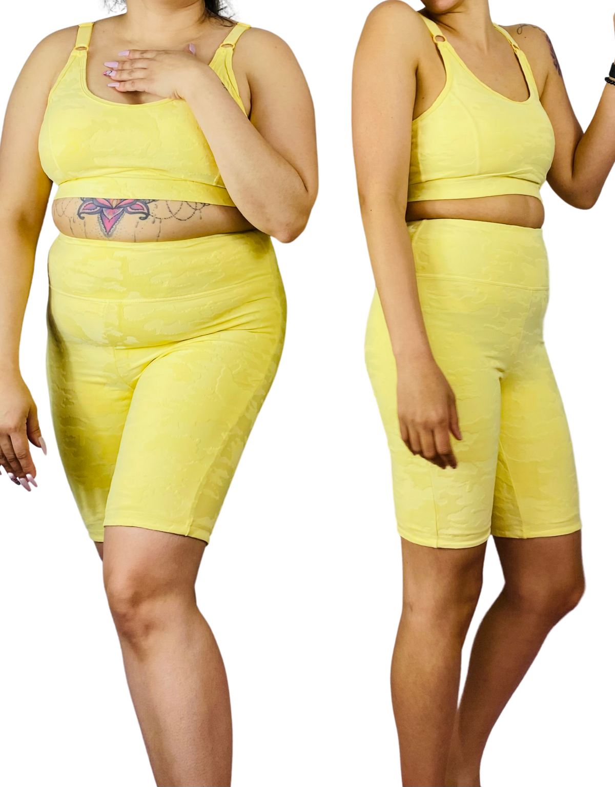 Lemonade Textured Camo Jacquard TACTEL® Peekaboo Back Adjustable Sports Bra